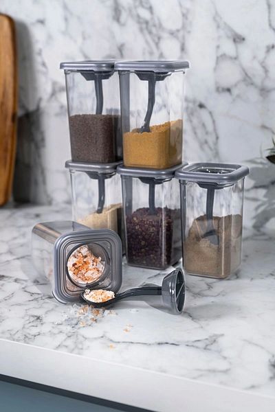 Ecolux 12 Pieces Lockable Lids Self Spoon Spice Rack Set - Locked Spice Rack