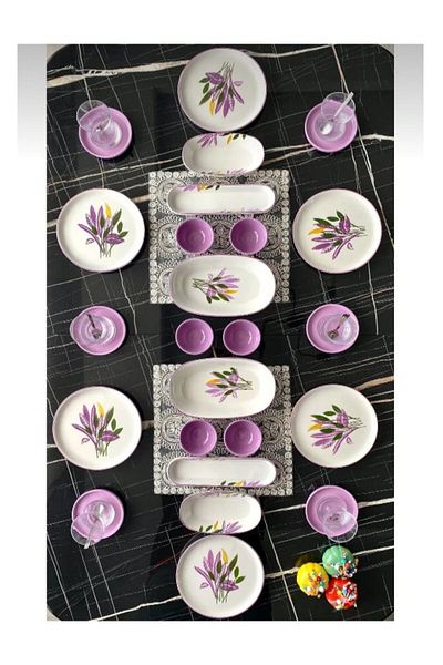 Areyma Başak Lila 24 Piece Breakfast Set for 6 People