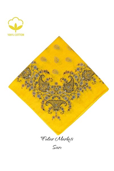 Fular Marketi باندانا قطن 100% منقوشة باللون الأصفر - أضف 4 ادفع 3