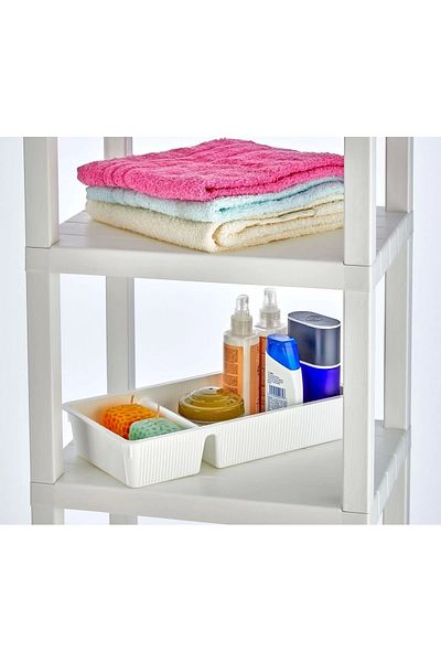 Ecolux FINESSE 2 COMPARTMENT - Multi-Purpose Kitchen Bathroom Drawer Organizer - Organizer 1 Piece Gray 1 Piece White