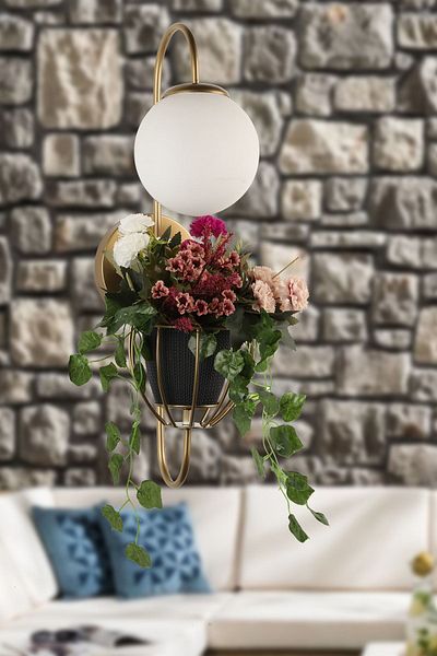 Begüsa Tiran Flower Pot Sconce Antique White Glass