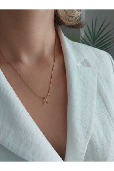 LUCKY ACCESSORIES Çelik zirkon Taşlı Harf Kolye A Harfi