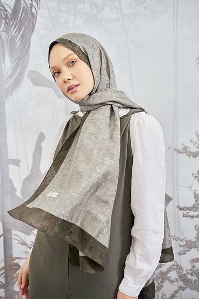 ARMANDA Chain Monogram Shawl - New Trend Color Shawl Scarf Hijab - Dark Gray