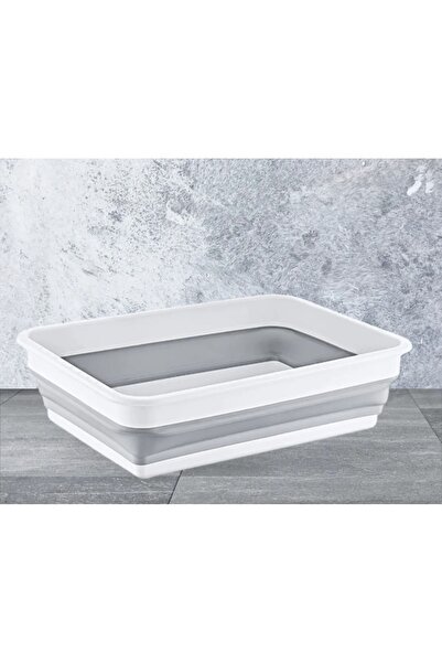 HOLLYHOME Magic Katlanır Badya Leğen Kova Akordiyon Katlanabilir Dikdörtgen 8 L Antrasit/gri