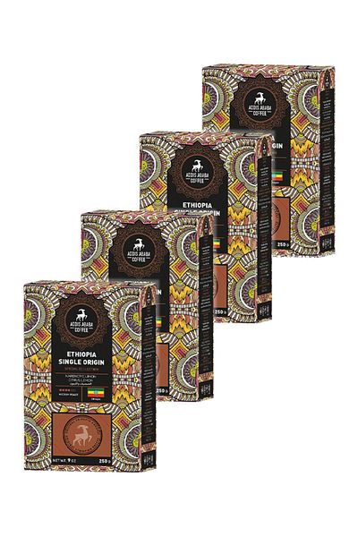 Addis Ababa Coffee 1.000 Gram Ethiopia Single Origin Coffee - 4-Piece Advantageous Pack
