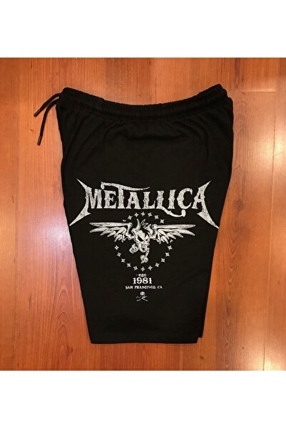 Usaspor Metallica 1981 εμπριμέ μαύρο σορτς - ADR-SRT-510