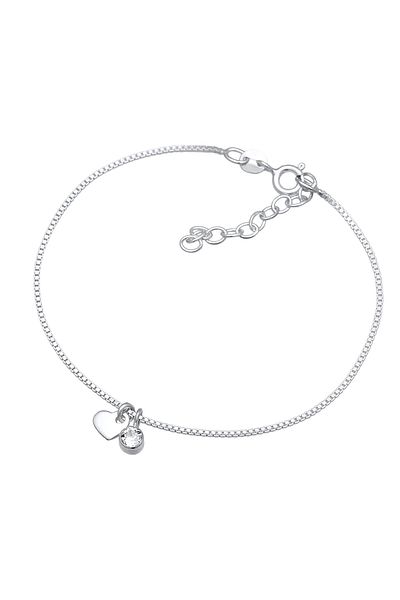 ELLI Romantisches Armband „Herz Kristall Liebe“ aus 925er Silber