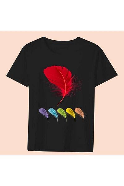 Usaspor Usaspor Black T-Shirt - Feather Map Model10 10065