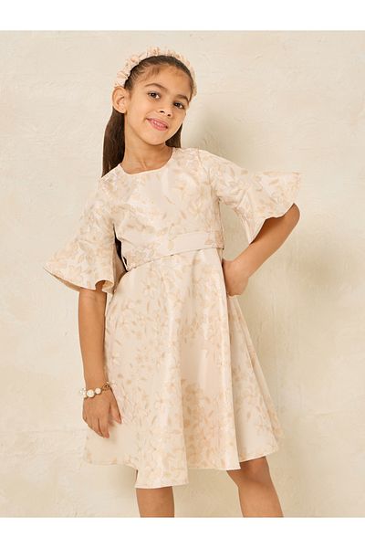 Styli Jacquard Bell Sleeve Dress