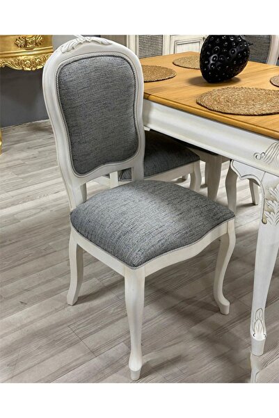 Alaylı Mobilya Koltuk Döşeme Ingiliz (2 ADET) Beyaz Ahşap Sandalye - Beyaz Oy...
