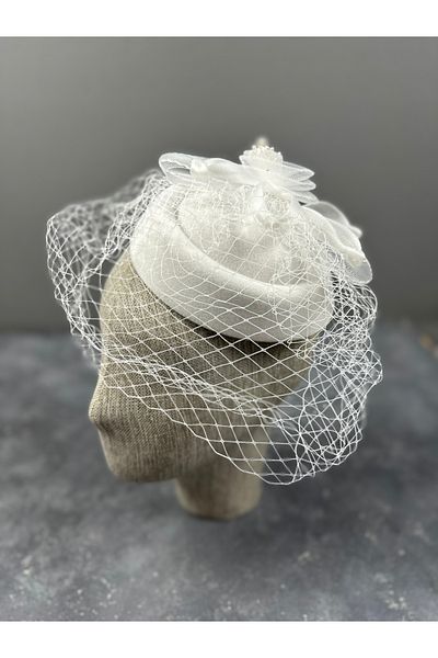 Hayalperest boncuk Pălărie de mireasă simplă și elegantă - șapcă de mireasă cu detaliu de flori