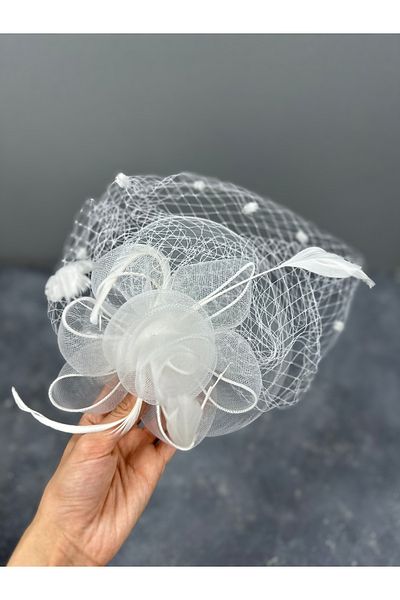 Hayalperest boncuk Pălărie de mireasă elegantă Căciulă de mireasă pentru nuntă cu pene