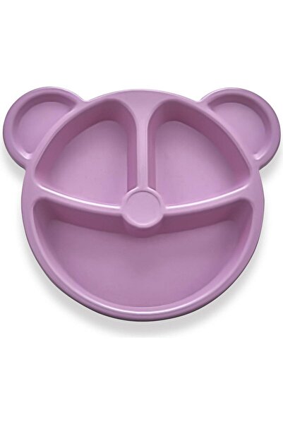 Vi Caro Pembe Ayıcık Şekilli Mama Tabağı 3 Bölmeli Çocuk Yemek Tabağı