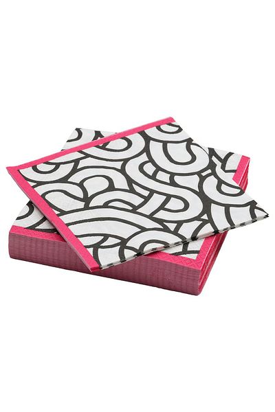 IKEA SöTRöNN 33x33 cm - White, Black, Pink Patterned Three Layer Napkin 30 Pieces