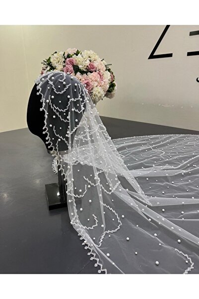 ZEN DUVAK Beyaz Gelin Duvağı Özel Tasarım Nakışlı Kasnak Duvak