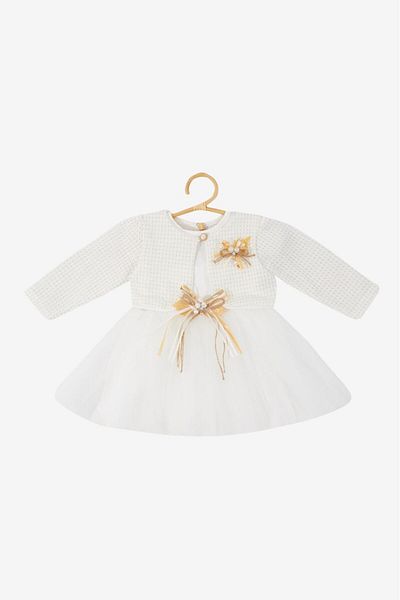 Babys Store 100% Cotton Glitter Grayed Navel Floral Cardigan 1stQuality Baby Girl Dress