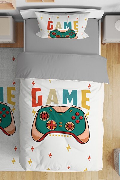 EVPANYA Gamer Oyuncu 21 Desenli Tek Kişilik Bebek Çocuk Nevresim Seti
