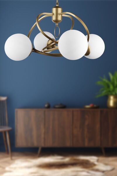 Begüsa Büklüm 4.lü Avize Eskitme Beyaz Cam