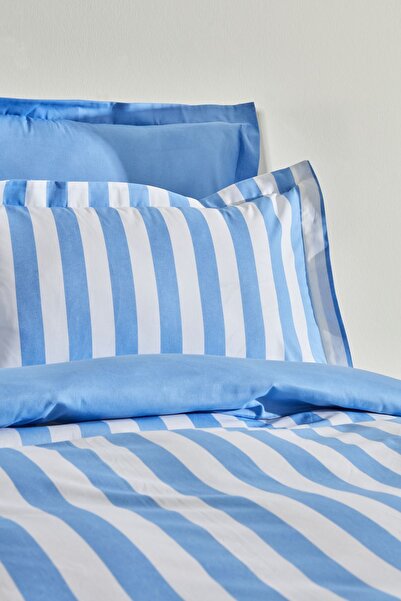 Sarah Anderson Brine 100% Cotton Double Duvet Cover Set Blue