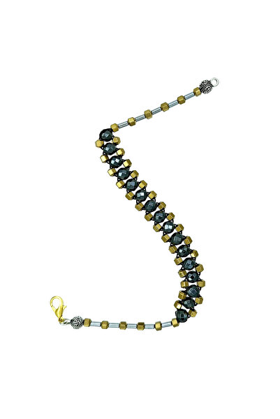 OltutaşıMarket Fasetalı Küre Kesim Füme Altın ve Gümüş Renk Hematit Taşı Zaza...