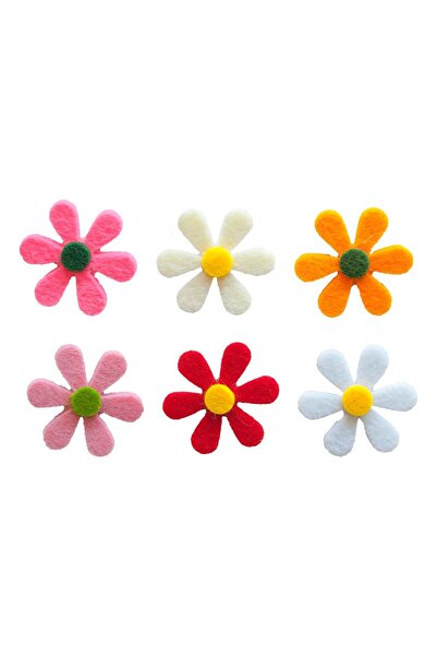 garaccu Keçe Renkli Papatya Süsleri 25 Adet, Keçeden Çiçek Süsleri