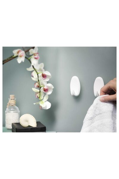 Tesa Powerstrips Askı Büyük Oval Kendinden Yapışkanlı, Çıkarılabilir, beyaz