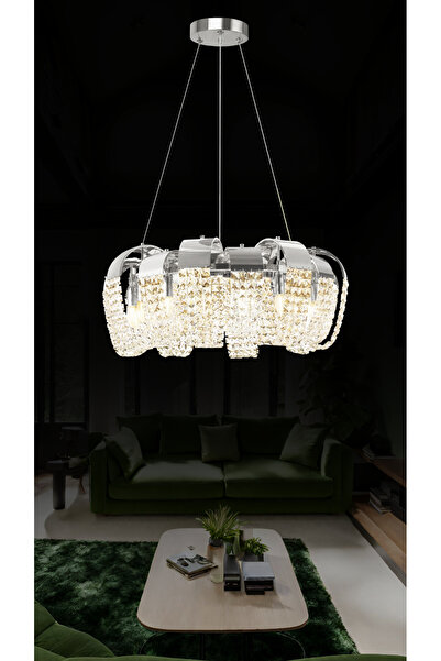 RONİSU AYDINLATMA Mirella 60'lik Taşlı Avize Zarif Taşlı Modern Salon Oturma ...