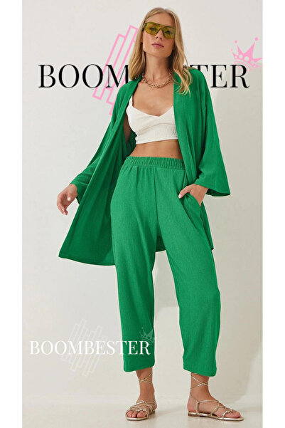 BoomBester Udoban ženski kimono i pantaloni - naborana tkanina