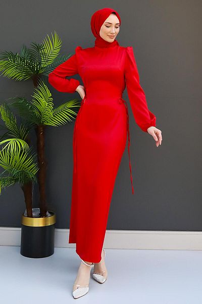 GİZ AGİYİM Sahara Red Hijab Dress