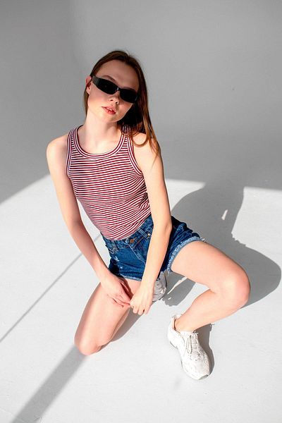 la & vetta Women's Red Striped Ribbed Halter Neck Sleeveless Undershirt