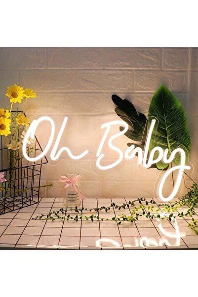 vinyuup Oh Baby Neon Led Işıklı Dekoratif Duvar Aydınlatması Anahtar Ile Açma...