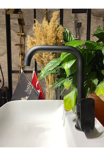 İSAOĞLU YAPI Black Kitchen Faucet Black Sink Faucet Matte Black Kitchen Faucet