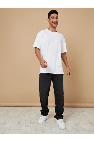 Styli Back Slogan Oversized T-Shirt with Sleeve Print