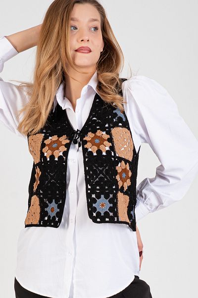 Hatun Atila HatunAtila Crochet Patterned Vest Knitted - 5070-1