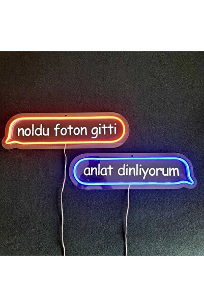 vinyuup Konuşma Balonu 2li Set (içi Baskılı) Led Neon Gece Lambası Aydınlatma...