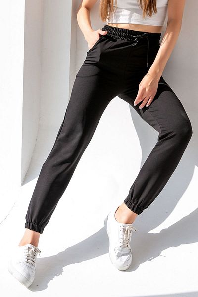 la & vetta Γυναικείο μαύρο ψηλόμεσο παντελόνι Jogger