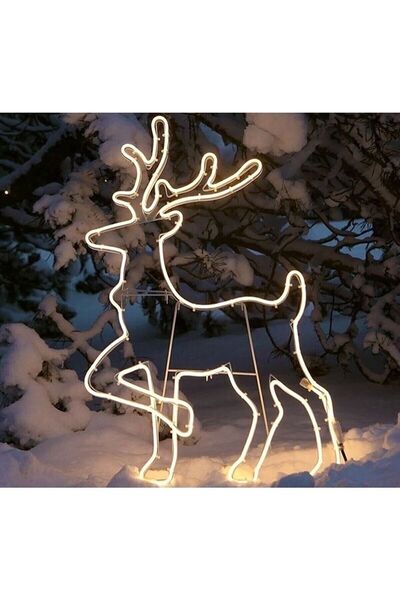vinyuup Yılbaşı Süsü Geyik Neon Led Işıklı Dekoratif Duvar Aydınlatması Anaht...