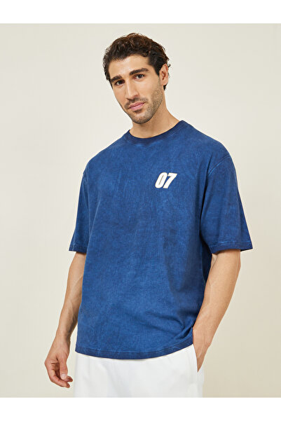 Styli تي شيرت بطباعة جرافيك اسكواش مغسول بحمض كبير الحجم