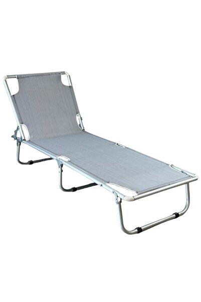 eportatif Katlanır Alüminyum Şezlong Kademeli Kamp Yatağı Gri 1290
