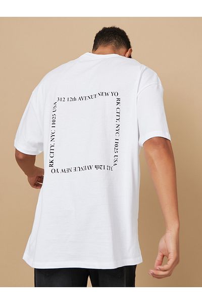 Styli Back Slogan Oversized T-Shirt with Sleeve Print