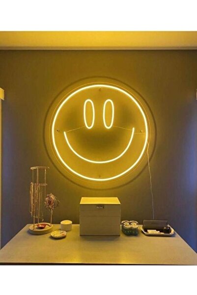 vinyuup Gülen Yüz Smile Neon Led Aydınlatma 40 x 40 cm