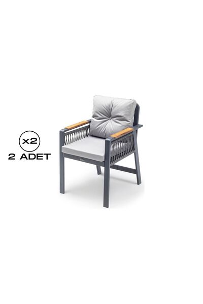 Vieno Home Garden Artemis Plus Sandalye Antrasit (2 ADET)