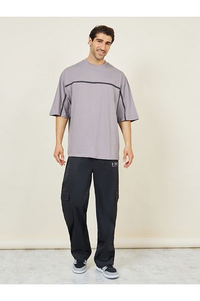 Styli Front Tape Compact Cotton Jersey Boxy T-Shirt