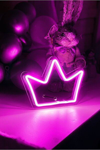 vinyuup Çocuk Odası Için Masaüstü Küçük Kral Tacı Şeklinde Neon Led Işıklı Ta...