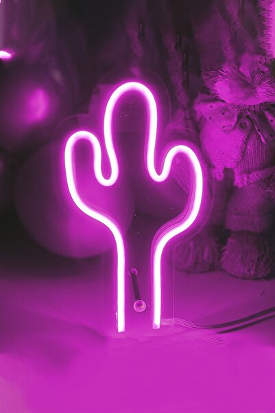 vinyuup Çocuk Odası Için Masaüstü Küçük Kaktüs Şeklinde Neon Led Işıklı Tablo...