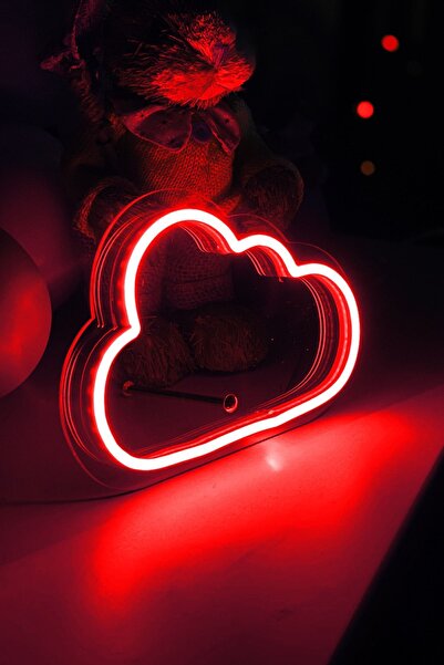 vinyuup Çocuk Odası Için Masaüstü Küçük Bulut Şeklinde Neon Led Işıklı Tablo 20 X 14 Cm