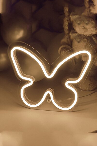 vinyuup Çocuk Odası Için Masaüstü Küçük Kelebek Şeklinde Neon Led Işıklı Tabl...