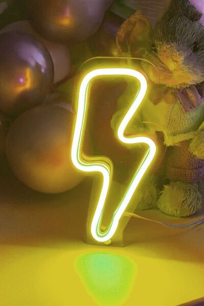vinyuup Çocuk Odası Için Masaüstü Küçük Şimşek Şeklinde Neon Led Işıklı Tablo...
