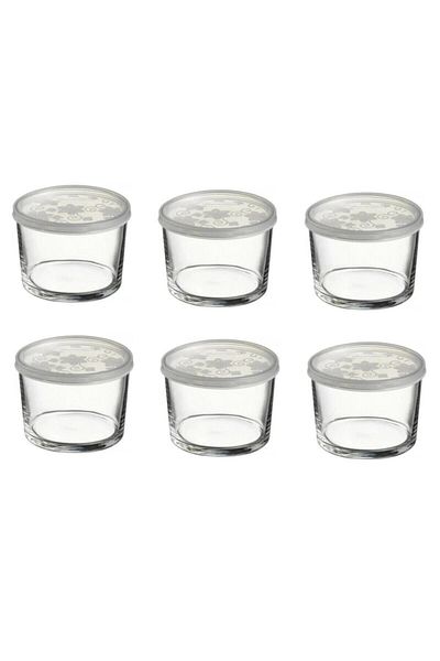 Paşabahçe 6-Piece Breakfast Glass Storage Set - 220Cc, with Lid Fma07064 Pb42230-1