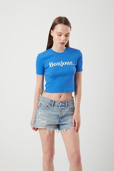 Mixray Dámské bavlněné tričko Bonjour Printed 1086
